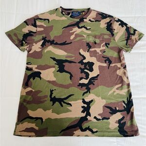 Polo Ralph Lauren Big Boys‎ Camo Jersey Pocket T-Shirt Pony Logo Brown Size M